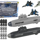 set militar marină cu submarine, avioane de vânătoare și proiectile