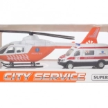Ambulanță și elicopter din metal pentru copii