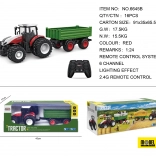Tractor roșu cu telecomandă cu remorcă verde 1:24
