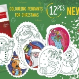Set de 12 ornamente de Crăciun din carton pentru colorat pentru copii MONUMI
