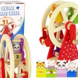 Roată panoramică din lemn, rotativă, cu animăluțe