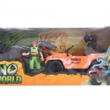 Set cu dinozaur, mașină de teren și figurine