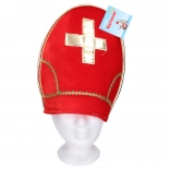 Căciulă de Moș Nicolae din fleece cu broderie aurie 31 × 28 cm