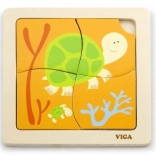 Puzzle de lemn broscuță cu 4 piese