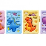 Caiet cu motiv de dinozaur, cu linii colorate