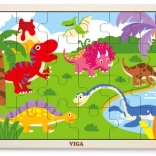 Puzzle din lemn dinozauri 24 piese