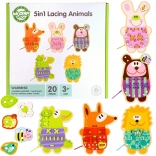 Woopie Green animăluțe din lemn cu șireturi 5 în 1