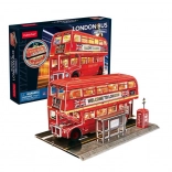 Puzzle 3D CubicFun autobuz londonez cu iluminare LED – 72 de piese