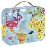 Puzzle rotunde în valiză Globul Pământesc 208 piese JANOD