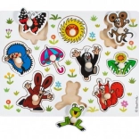 Puzzle din lemn cu piese de inserție KRTEČEK, mari