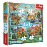 Puzzle Trefl 4 în 1 Dinozauri Excepționali