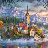 Pictură cu diamante: Reședință pe insulă 80x40 cm