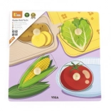 Puzzle din lemn Viga cu legume și butoane