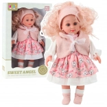 Păpușă Sweet Angel în rochie roz cu flori 36 cm