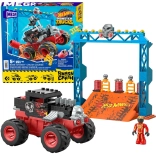 Set de construcție HOT WHEELS Mega Bone Shaker Crush Course – camion monstru cu rampă, 151 piese
