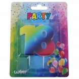 Lumânare aniversară numărul 18 curcubeu