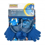 Set de iarnă pentru copii SONIC – căciulă cu pompon, mănuși și guler