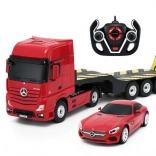 camion rc mercedes-benz actros cu semiremorcă și mercedes-benz amg gt