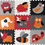 Puzzle din spumă cu animale gri și roșu 30 × 30