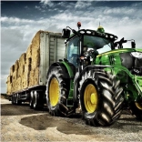 Pictură cu diamante Tractor cu remorcă John Deere 30x40cm