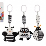 Jucărie de pluș alb-negru de agățat pentru cărucior și pătuț, 30 cm