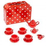 Set de ceai roșu cu buline BIGJIGS TOYS pentru copii