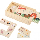 domino fermă 2kids toys – domino din lemn cu două fețe pentru copii