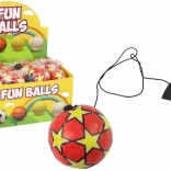 Minge de fotbal PU cu elastic tip yo-yo, 6 cm, roșie cu steluțe