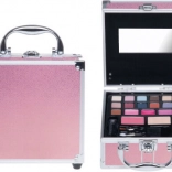 Mini trusă cosmetică roz cu set de machiaj