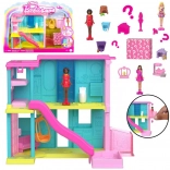 mattel mini barbie land căsuță cu păpușă, animăluț și accesorii