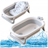 Cadă pliabilă pentru bebeluși cu saltea și termometru gri