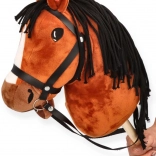 Cal de jucărie (hobby horse) maro pe băț pentru copii