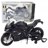 Model metalic motocicletă sport cu iluminare și sunet negru 1:12