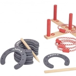 Jeujura joc din lemn aruncare cu potcoave și inele
