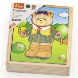 Viga puzzle logic din lemn Îmbracă ursulețul – fetiță