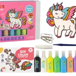set de autocolante pentru sticlă Unicorn DIY 8 culori cu sclipici