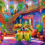 Puzzle 500 piese Papagali în paradis