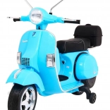 Trotinetă electrică pentru copii VESPA, albastră cu roți ajutătoare și audio