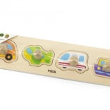 puzzle din lemn cu piese de inserat – mijloace de transport pentru cei mici VIGA