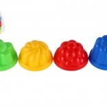Forme din plastic pentru nisip – brioșe rotunde de 8 cm, set de 4 bucăți în plasă