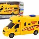 Mașinuță-jucărie rulotă cu mecanism prin frecare, lumini și sunete