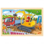 Puzzle din lemn GOKI – excavator, 24 piese