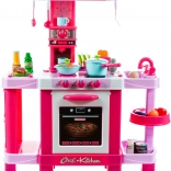 Bucătărie cu inducție Micul bucătar cu lumină și sunet, roz