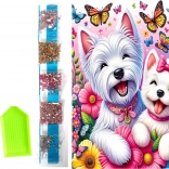 Pictură cu diamante pe pânză Căţei veseli 23 × 30 cm